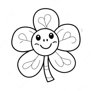 Cute Shamrock With Smiling Face Coloring Page 26355-20839