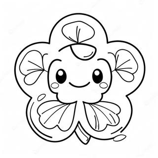 Cute Shamrock With Smiling Face Coloring Page 26355-20840