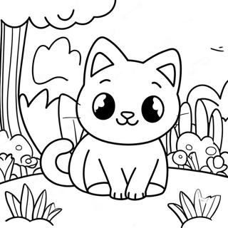 Playful Nature Cat In A Colorful Garden Coloring Page 26365-20833