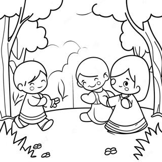 Page À Colorier De Petites Personnes Jouant Dans Le Parc 26374-20850