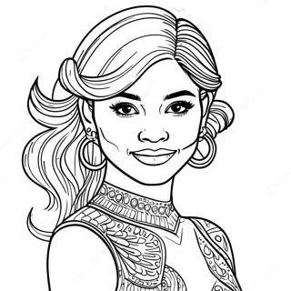 Zendaya In Sparkling Dress Coloring Page 26395-20861