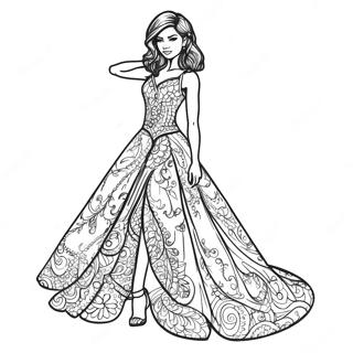 Zendaya In Sparkling Dress Coloring Page 26395-20863