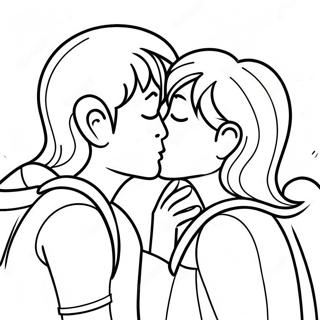 Cute Kiss Between Friends Coloring Page 26525-20966