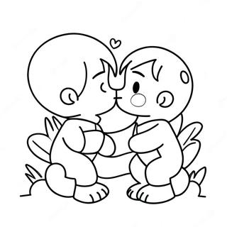 Cute Kiss Between Friends Coloring Page 26525-20967