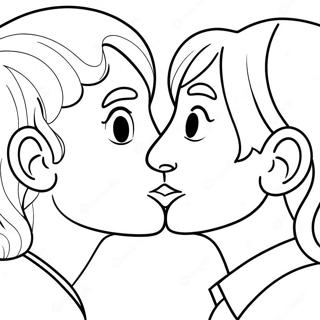 Cute Kiss Between Friends Coloring Page 26525-20968