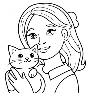 Girl With Cat Coloring Pages