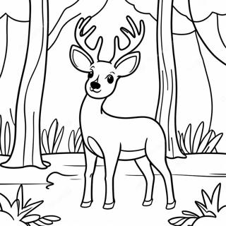 Realistic Buck Deer In Forest Coloring Page 26574-21002