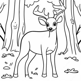 Realistic Buck Deer In Forest Coloring Page 26574-21003