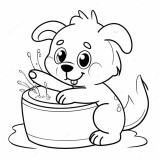 Cute Animals Hand Washing Coloring Page 26725-21137