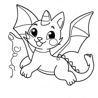 Cute Cat Dragon Flying Coloring Page 26765-21150