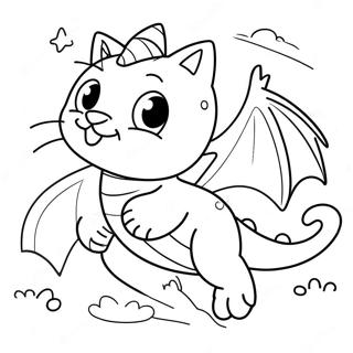 Cute Cat Dragon Flying Coloring Page 26765-21151