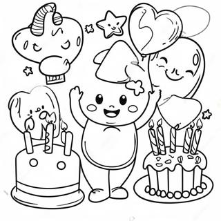 Happy 6th Birthday Celebration Coloring Page 26854-21227