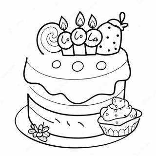 Colorful 6th Birthday Cake Coloring Page 26855-21221