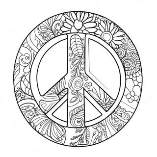 60s Peace Sign Coloring Page 26975-21325