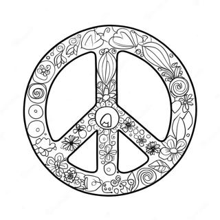 60s Peace Sign Coloring Page 26975-21326