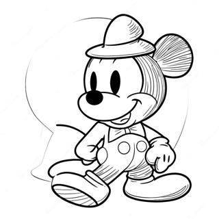 Vintage Hipster Mickey Mouse Coloring Page 26995-21332