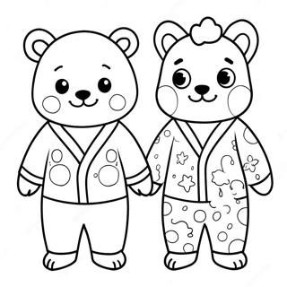 Cute Pajama Animals Coloring Page 27015-21353