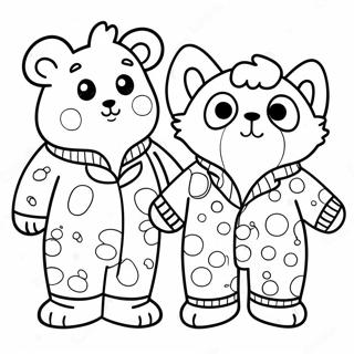 Cute Pajama Animals Coloring Page 27015-21355