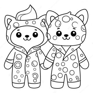 Cute Pajama Animals Coloring Page 27015-21356