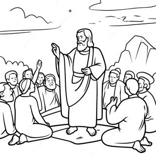 Peaceful Sermon On The Mount Scene Coloring Page 27065-21407