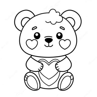 Page À Colorier De Mignon Ours Kawaii Avec Un Cœur 27085-21409