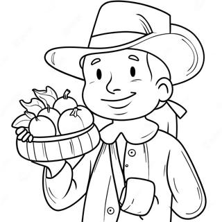 Happy Pilgrim With Cornucopia Coloring Page 27225-58761