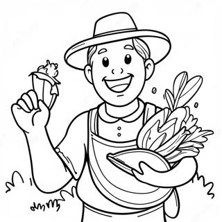 Happy Pilgrim With Cornucopia Coloring Page 27225-58762