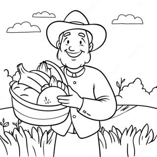 Happy Pilgrim With Cornucopia Coloring Page 27225-58763