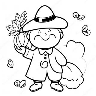 Happy Pilgrim With Cornucopia Coloring Page 27225-58764