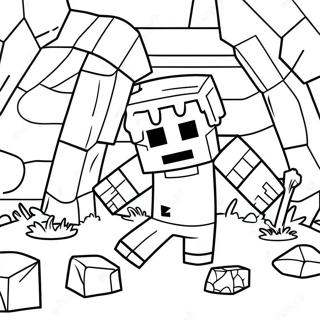 Creepy Minecraft Zombie In Cave Coloring Page 27385-21641