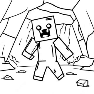 Creepy Minecraft Zombie In Cave Coloring Page 27385-21644