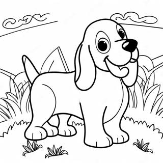 Playful Basset Hound In Grass Coloring Page 27435-21681