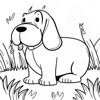 Playful Basset Hound In Grass Coloring Page 27435-21683