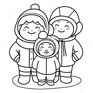 Cute Eskimo Family Coloring Page 27445-21693