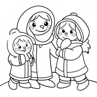 Cute Eskimo Family Coloring Page 27445-21694