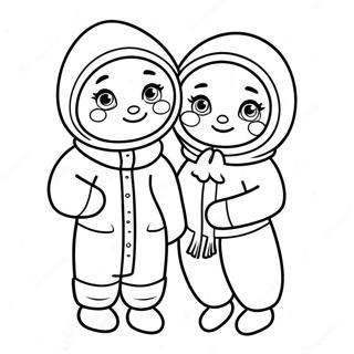 Cute Eskimo Family Coloring Page 27445-21695