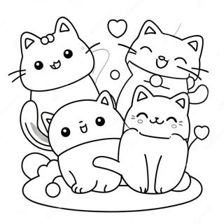 かわいい猫 塗り絵ページ