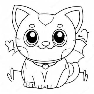 Cute Kawaii Cat With Big Eyes Coloring Page 27455-21690