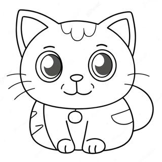 Cute Kawaii Cat With Big Eyes Coloring Page 27455-21691