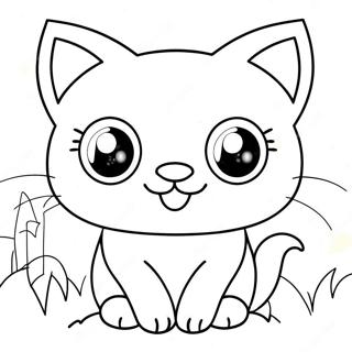 Cute Kawaii Cat With Big Eyes Coloring Page 27455-21692