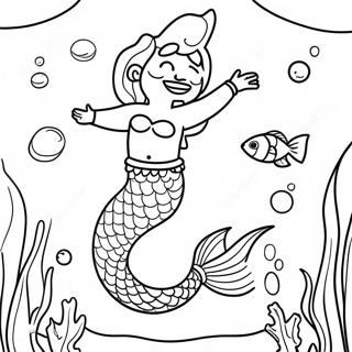 Colorful Merman Underwater Scene Coloring Page 27495-21742