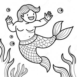 Colorful Merman Underwater Scene Coloring Page 27495-21744