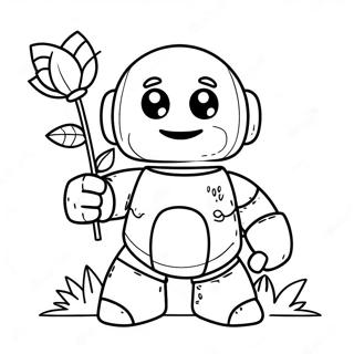 Cute Iron Golem Holding Flowers Coloring Page 27515-21729