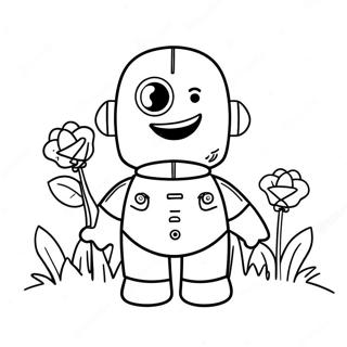 Cute Iron Golem Holding Flowers Coloring Page 27515-21730