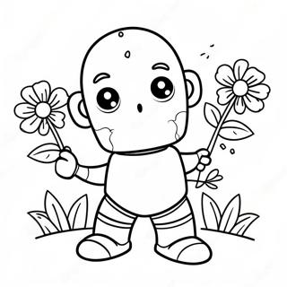 Cute Iron Golem Holding Flowers Coloring Page 27515-21731