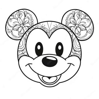 Happy Mickey Mouse Face Coloring Page 27525-21740