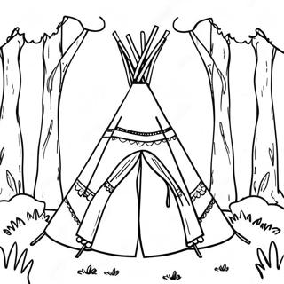 Pagini De Colorat Cu Teepee Colorat În Pădure 27555-21767