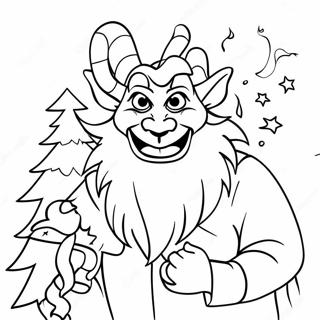 Krampus With Christmas Tree Coloring Page 27595-21808