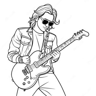 Cool Rockstar With Electric Guitar Coloring Page 27635-21822