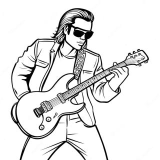 Cool Rockstar With Electric Guitar Coloring Page 27635-21823